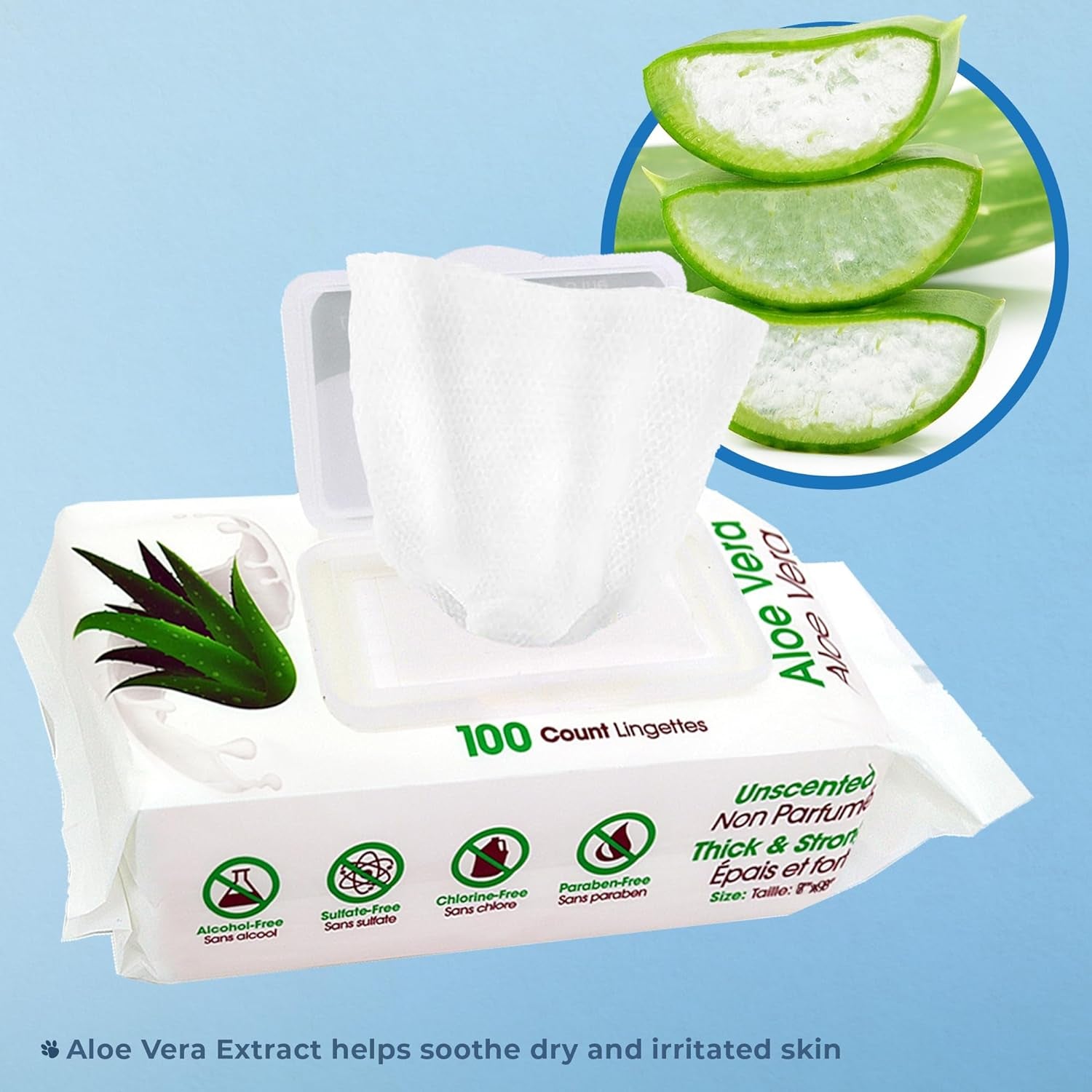 Pet Wipes for Dogs - Dog Wipes Cleaning Deodorizing, for Coats, Ears, Paws - Hydrating, Aloe Vera