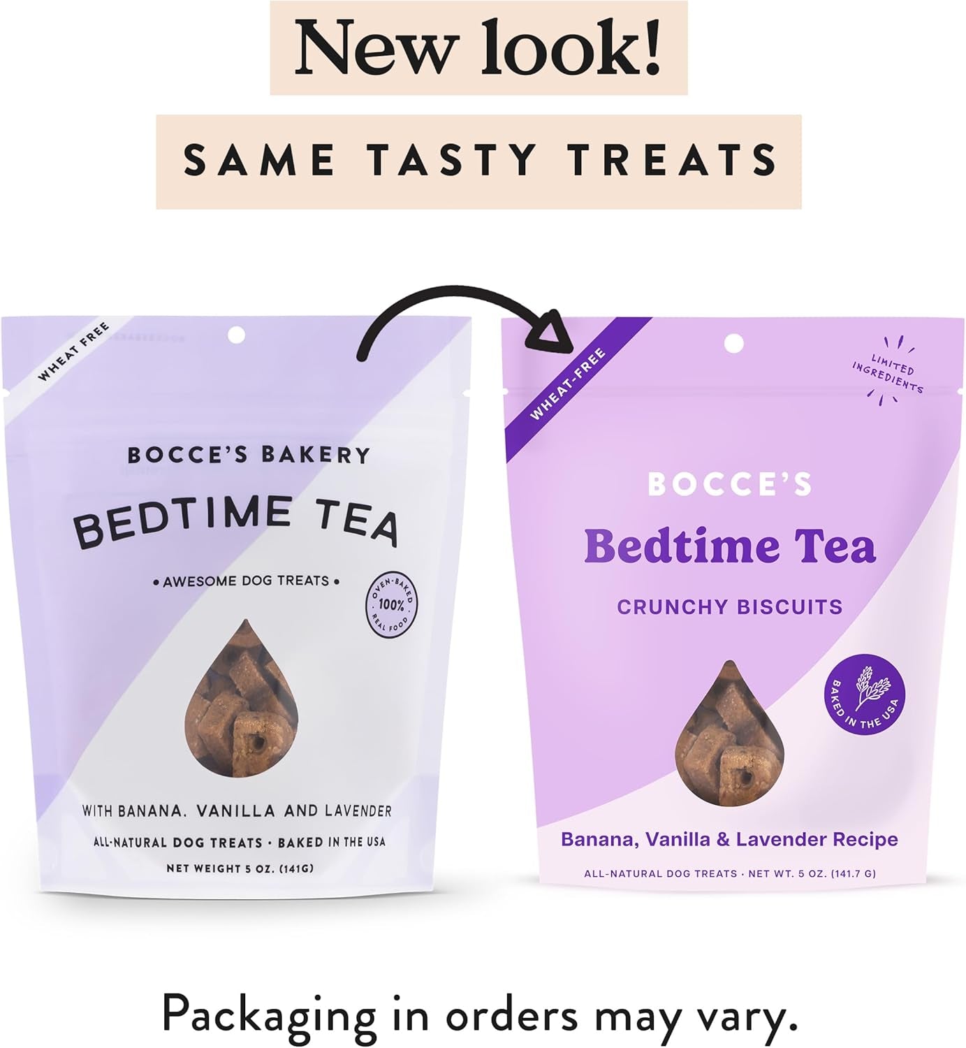Oven Baked Bedtime Tea Treats for Dogs, Wheat-Free Everyday Dog Treats, Made with Real Ingredients, Baked in the USA, All-Natural Biscuits, Banana, Vanilla, & Lavender, 5 Oz
