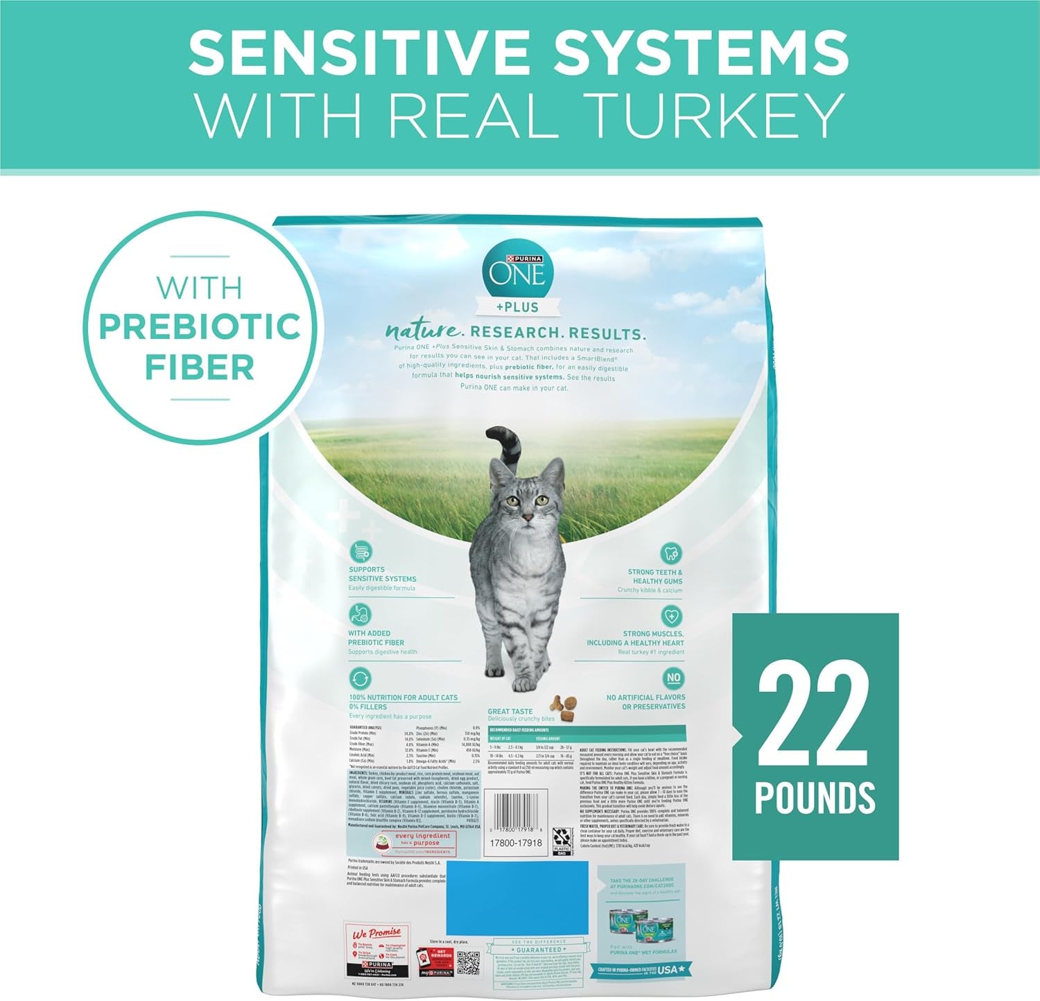 Sensitive Stomach, Sensitive Skin, Natural Dry Cat Food, +Plus Sensitive Skin and Stomach Formula - 22 Lb. Bag