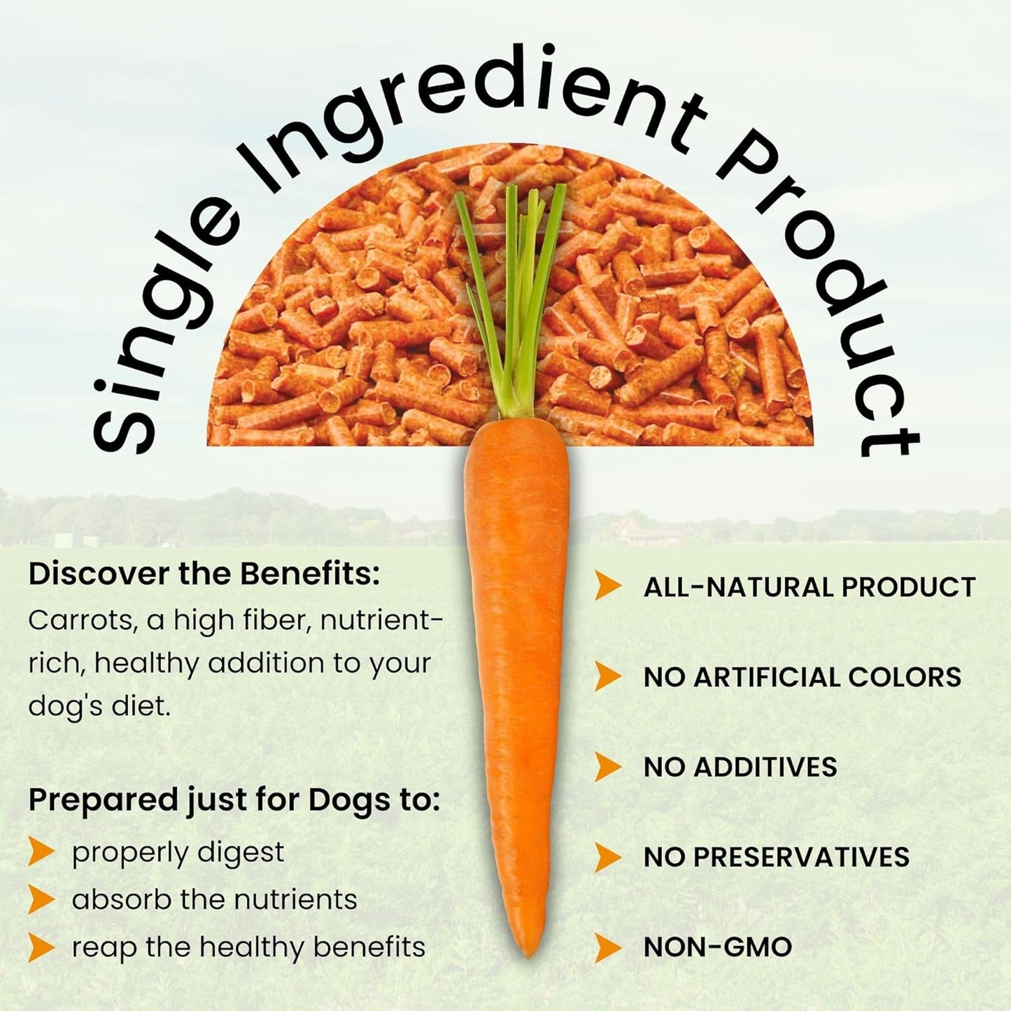 Original Carrots for Dogs – Fiber for Perfect Poop, Dehydrated Dog Food Toppers for Picky Eaters, Natural Skin & Coat Support, Multivitamin, Probiotics for Digestive & Gut Health, 2.2 Lbs
