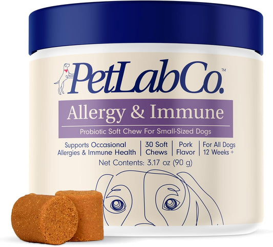 Allergy & Immune Daily Probiotics for Dogs. Supports Yeast Production, Seasonal Allergies, Intermittent Itchiness, Gut & Digestive Health - 30 Chews for Small Dogs - Packaging May Vary