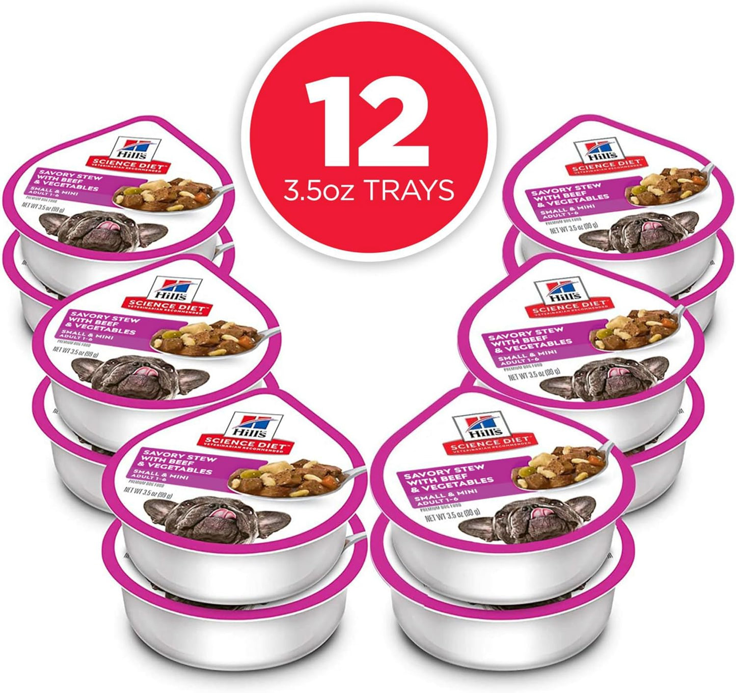 Small & Mini, Adult 1-6, Small & Mini Breeds Premium Nutrition, Wet Dog Food, Beef & Vegetables Stew, 3.5 Oz Tray, Case of 12