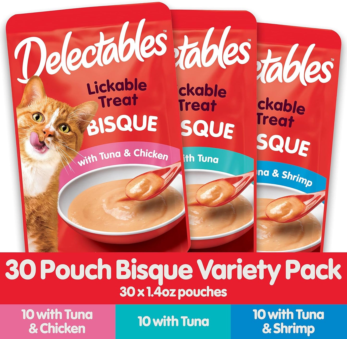 Delectables Bisque Variety Pack Lickable Cat Treat, 30 Count (Pack of 1)