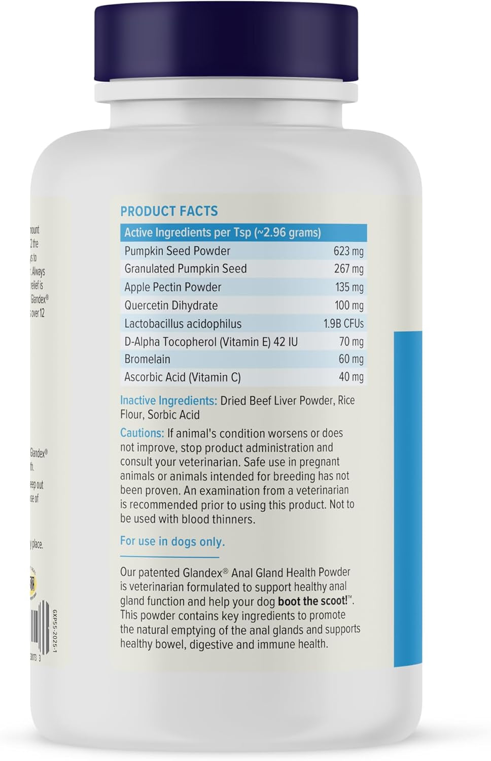 Glandex Dog Fiber Supplement Powder for Anal Glands with Pumpkin, Digestive Enzymes & Probiotics - Vet Recommended (Regular or Advanced Strength) - Boot the Scoot (5.5Oz Powder, Beef Liver)
