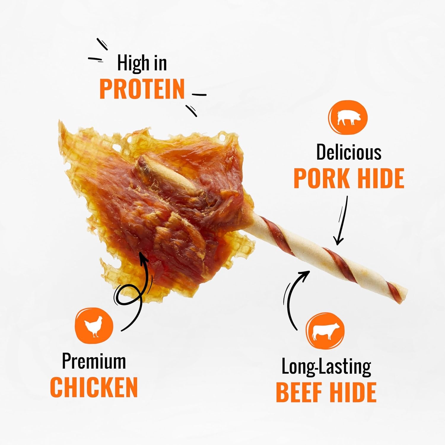 Good ‘N’ Fun Triple Flavor Wings Chews for All Dogs, 8 Ounces, Treat Your Dog to Long-Lasting Chews Made with Chicken, Beef Hide and Pork Hide