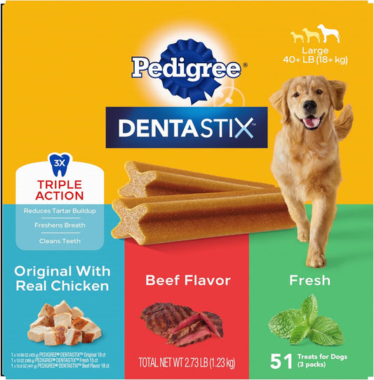 Dentastix Toy & Small Breed, Original, Beef Flavor & Fresh, 2.73 Lb. Variety Pack (51 Treats)