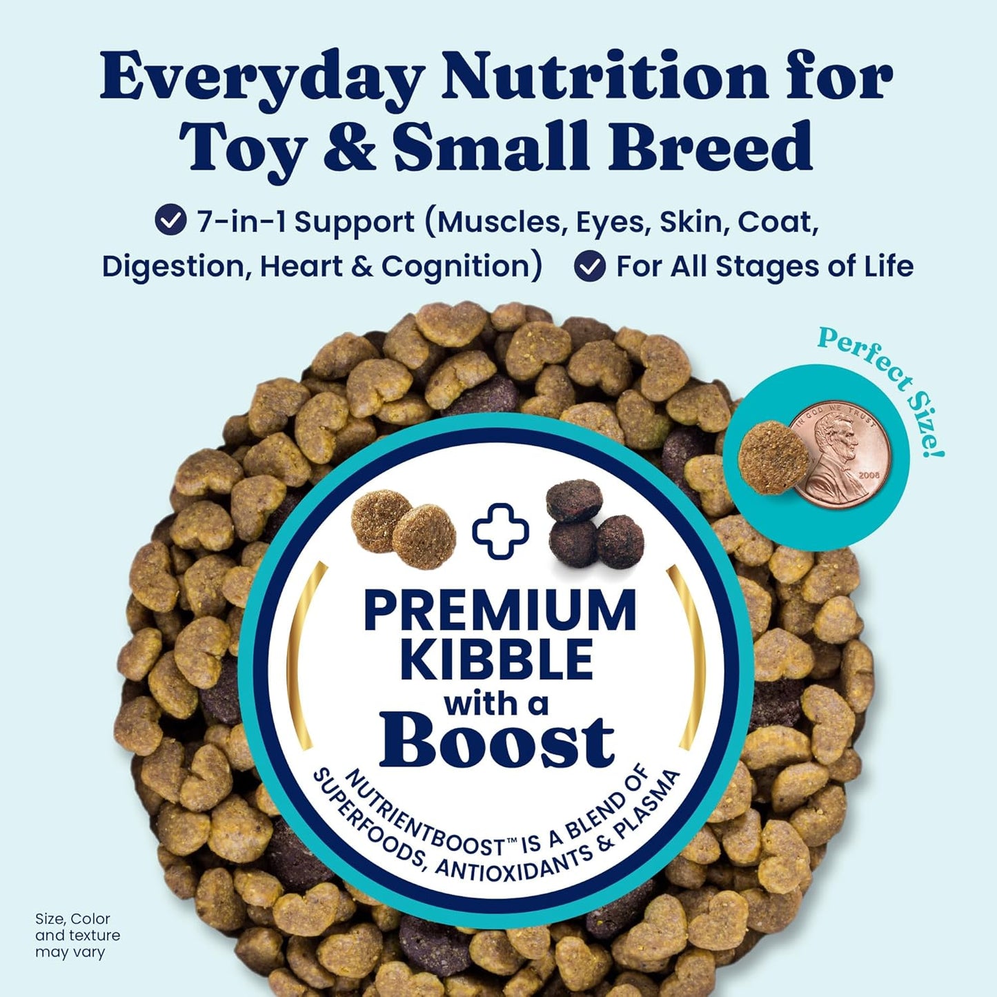 Toy & Small Breed Dry Dog Food Small Bites – Real Chicken, Grain Free Gluten Free, High Fiber Healthy Kibble W/Probiotics for Gut Health & Digestion Support – Nutrientboost™ – 3.75LB