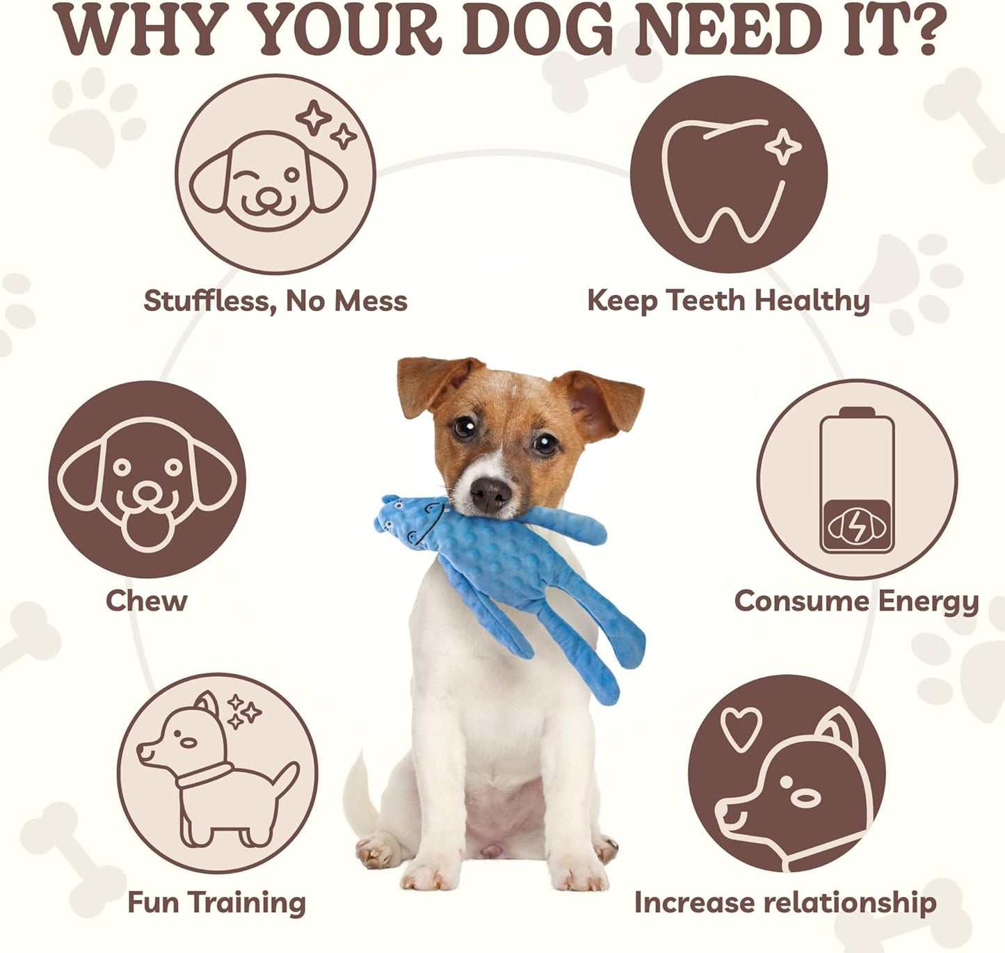 No Stuffing Dog Toys Squeaky for Large Dogs, Crinkle Puppy Teething Toys to Keep Them Busy, Plush Interactive Doggie Long Lasting Chews for Aggressive Chewers