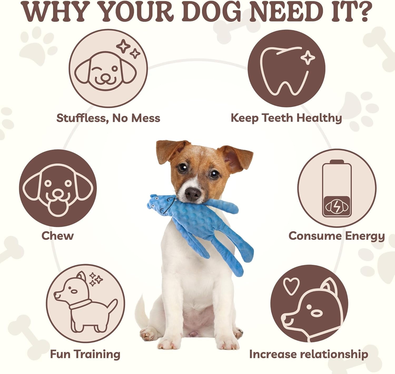 No Stuffing Dog Toys Squeaky for Large Dogs, Crinkle Puppy Teething Toys to Keep Them Busy, Plush Interactive Doggie Long Lasting Chews for Aggressive Chewers