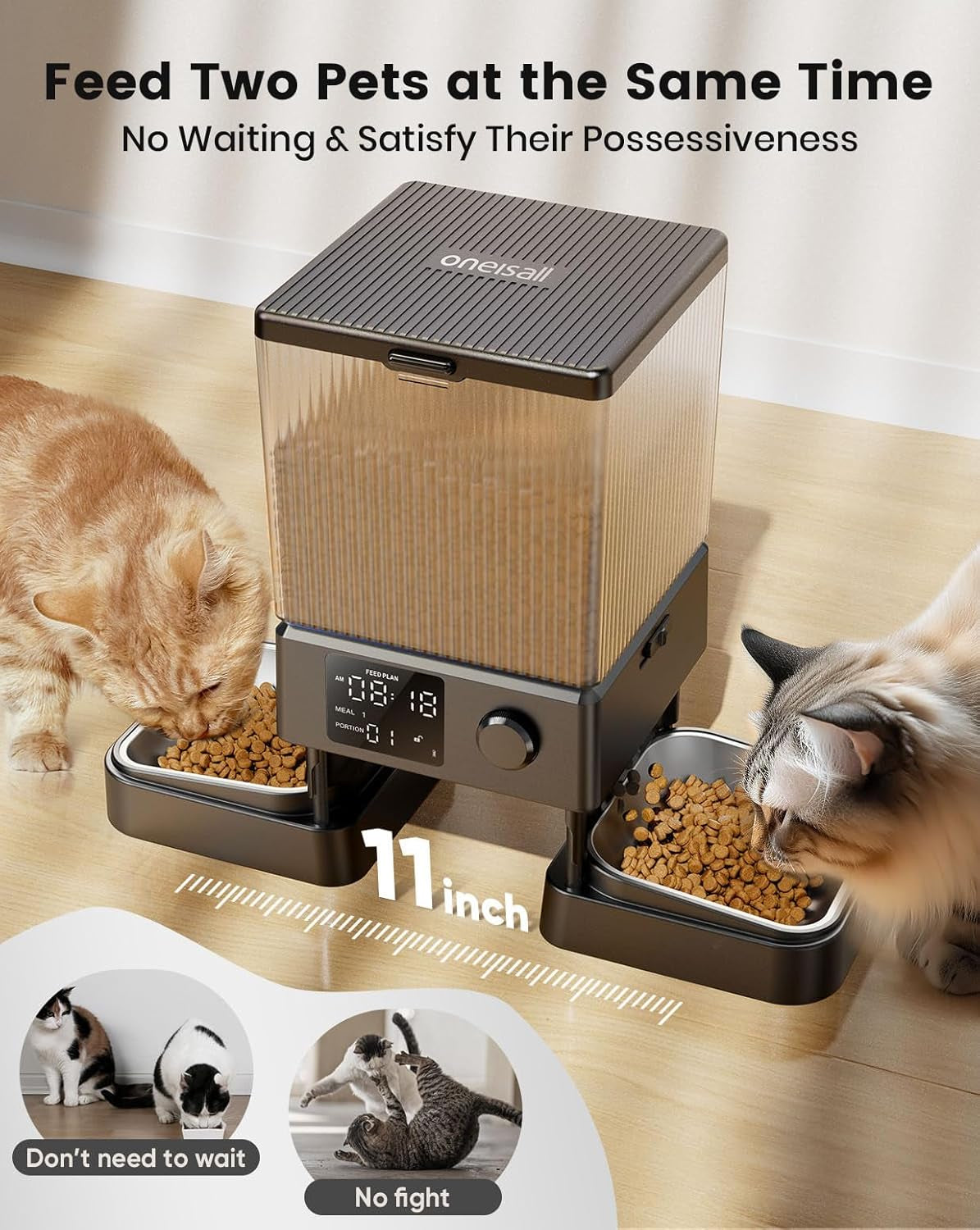 Automatic Cat Feeder for 2 Cats, 20 Cups/5L Automatic Cat Food Dispenser for Small Pets Indoor, Timed Cat Feeder for Dry Food