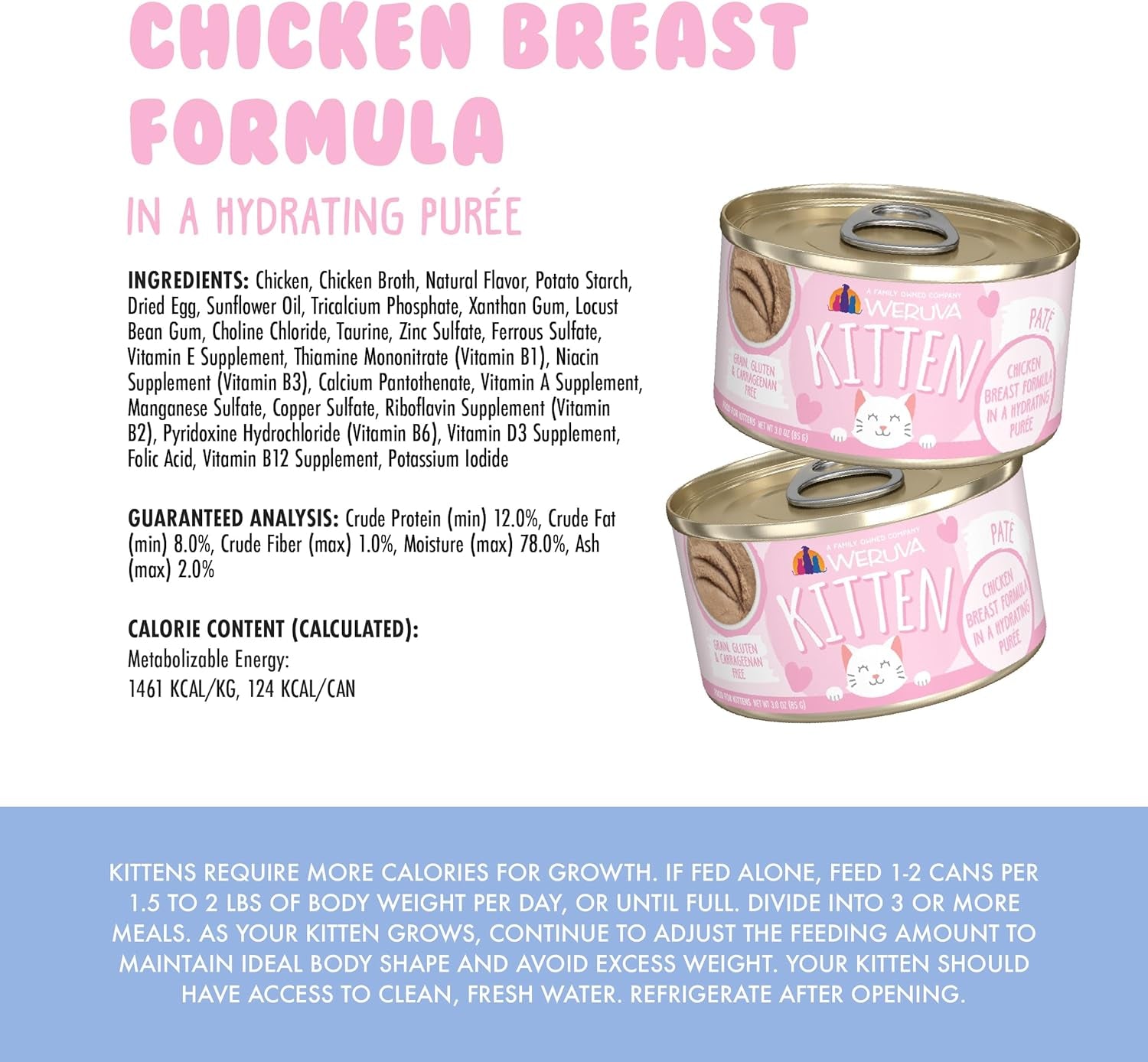 Kitten, Chicken Breast Formula in a Hydrating Purée, 3Oz Can (Pack of 12)