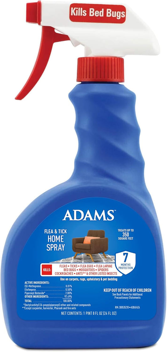 Flea & Tick Home Spray with Precor, Kills Fleas, Flea Eggs, Flea Larvae, Bed Bugs, Ticks, Ants, Cockroaches, Spiders, Mosquitoes and Many Other Listed Nuisance Pests in the Home, 24 Fl Oz