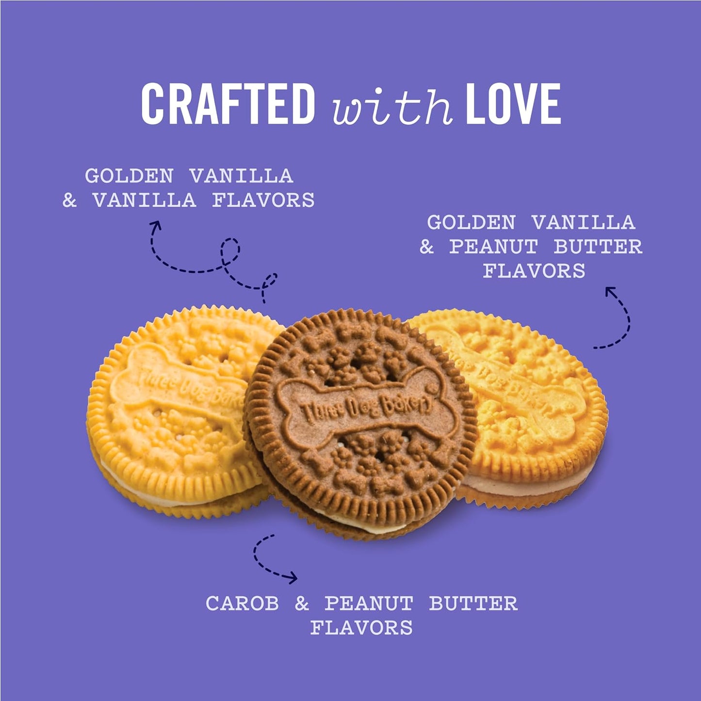 Lick'N Crunch Sandwich Cookies Premium Dog Treats with No Artificial Flavors, Carob/Peanut Butter, Golden/Vanilla, 39 Ounces (Pack of 1)