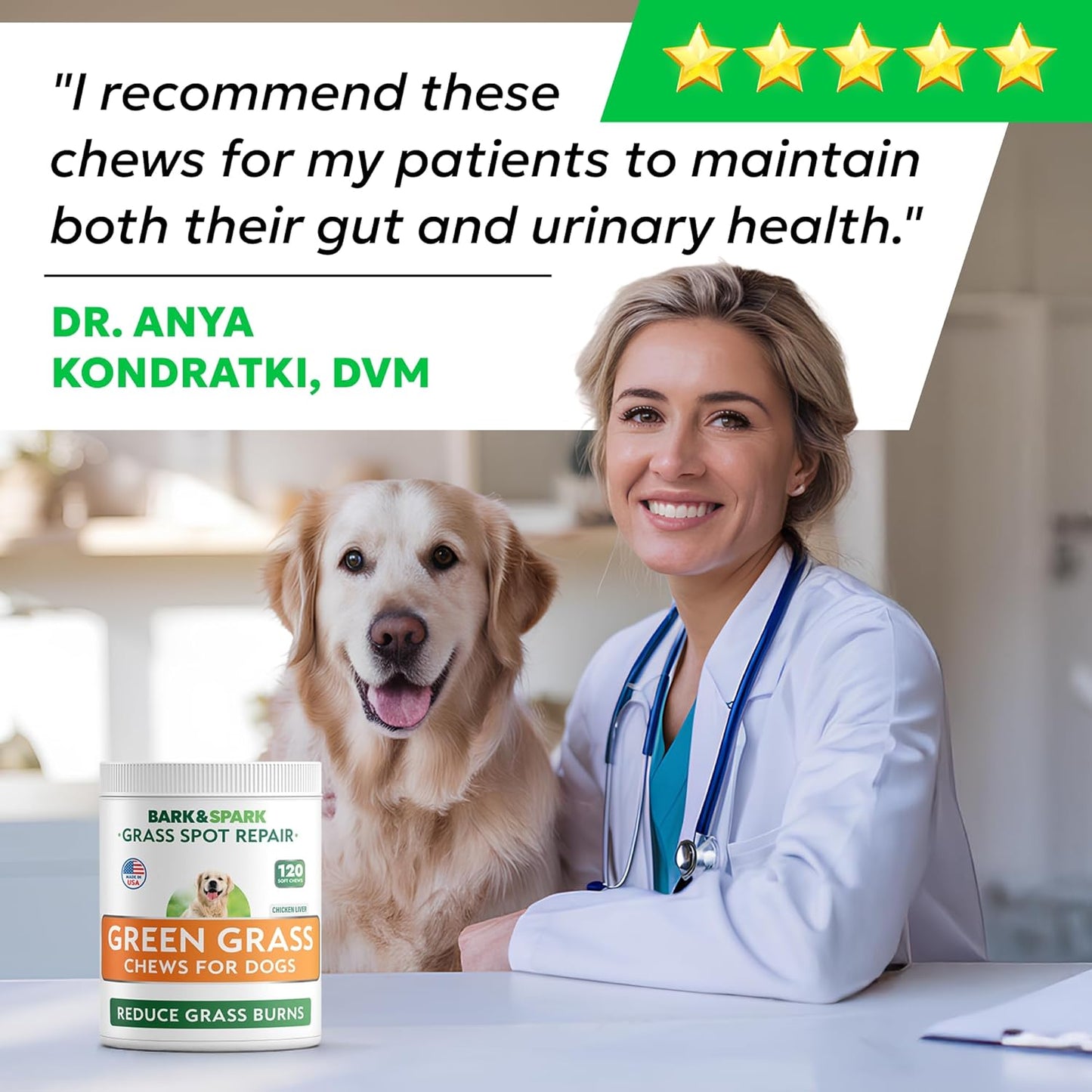 Green Grass Chews - Dog Pee Grass Spot Saver Caused by Dog Urine - Urine Neutralizer for Lawn, Gut Health Probiotics & Enzymes, Lawn Burn from Pee, Grass Burn Spot Chews Rocks