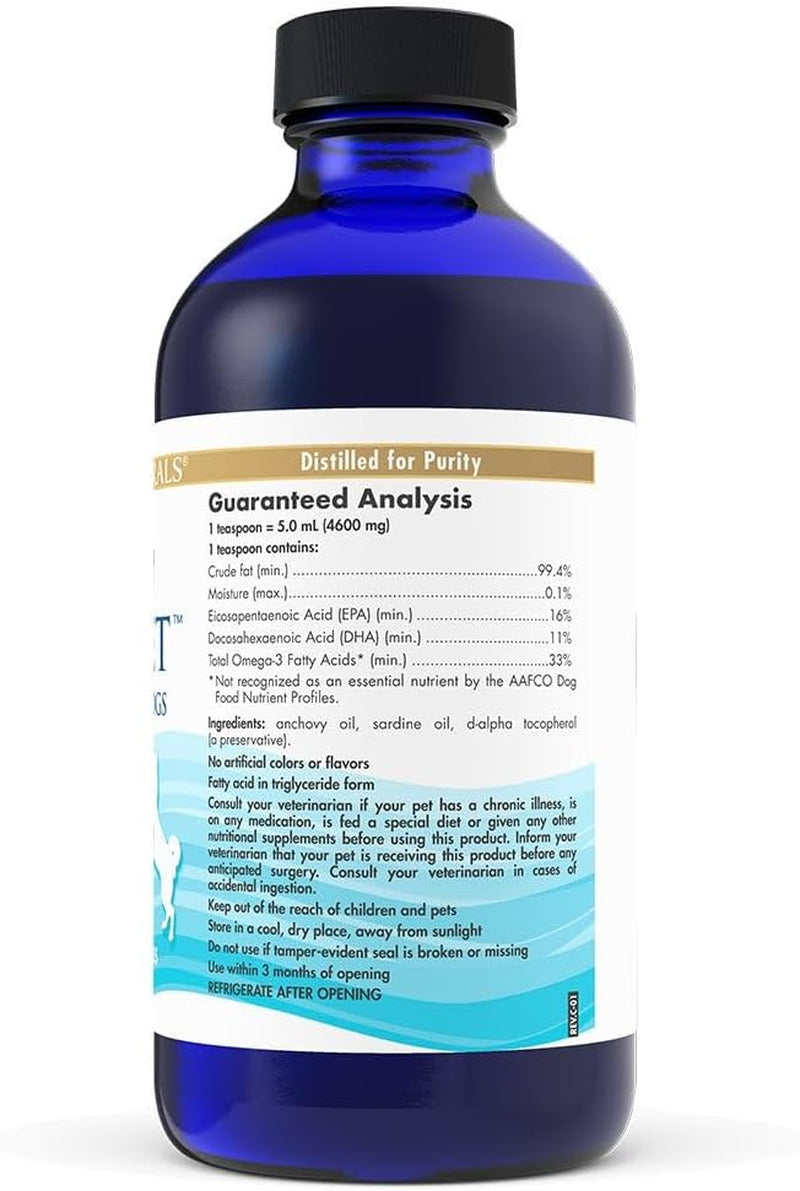 Omega-3 Pet, Unflavored - 8 Oz - 1380 Mg Omega-3 per Teaspoon - Fish Oil for Medium to Large Dogs with EPA & DHA - Promotes Heart, Skin, Coat, & Immune Health