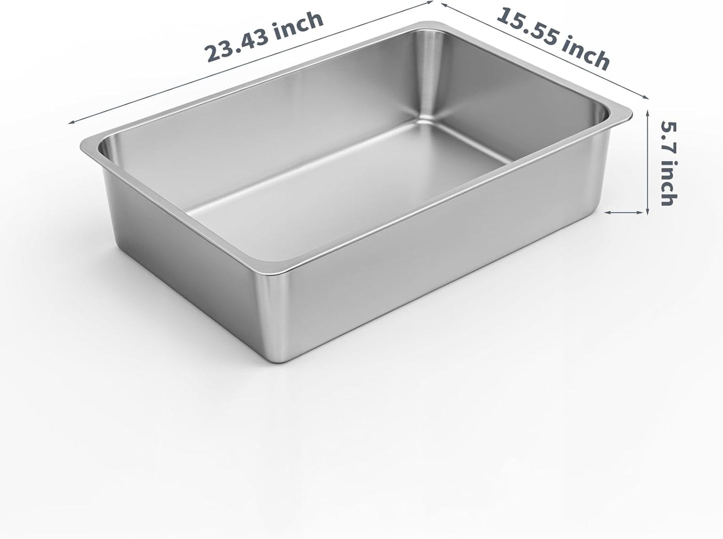 Stainless Steel Cat Litter Box XL- Metal High Sided Cat Pan, Large Stainless Steel Box, Indoor Litter Tray, Non Stick, No Smell, Easy to Clean, Pet Toilet Supplies for Kitten, Kitty, Rabbit