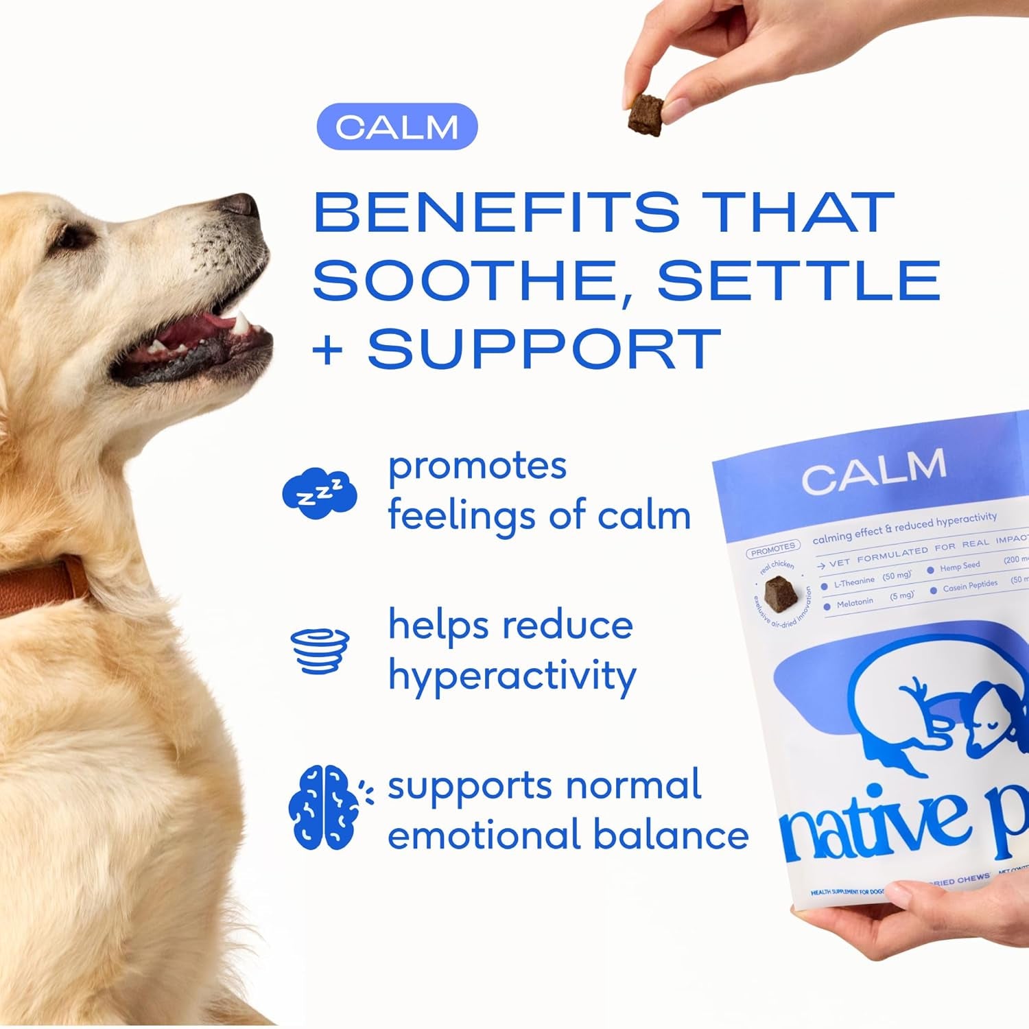 Calming Chews for Dogs - Melatonin for Dogs Anxiety Relief - Grain Free All Natural Hemp Calming Treats & L-Theanine Helps Manage Stress & Separation Anxiety - Puppy Sleep Aid - 120 Chews