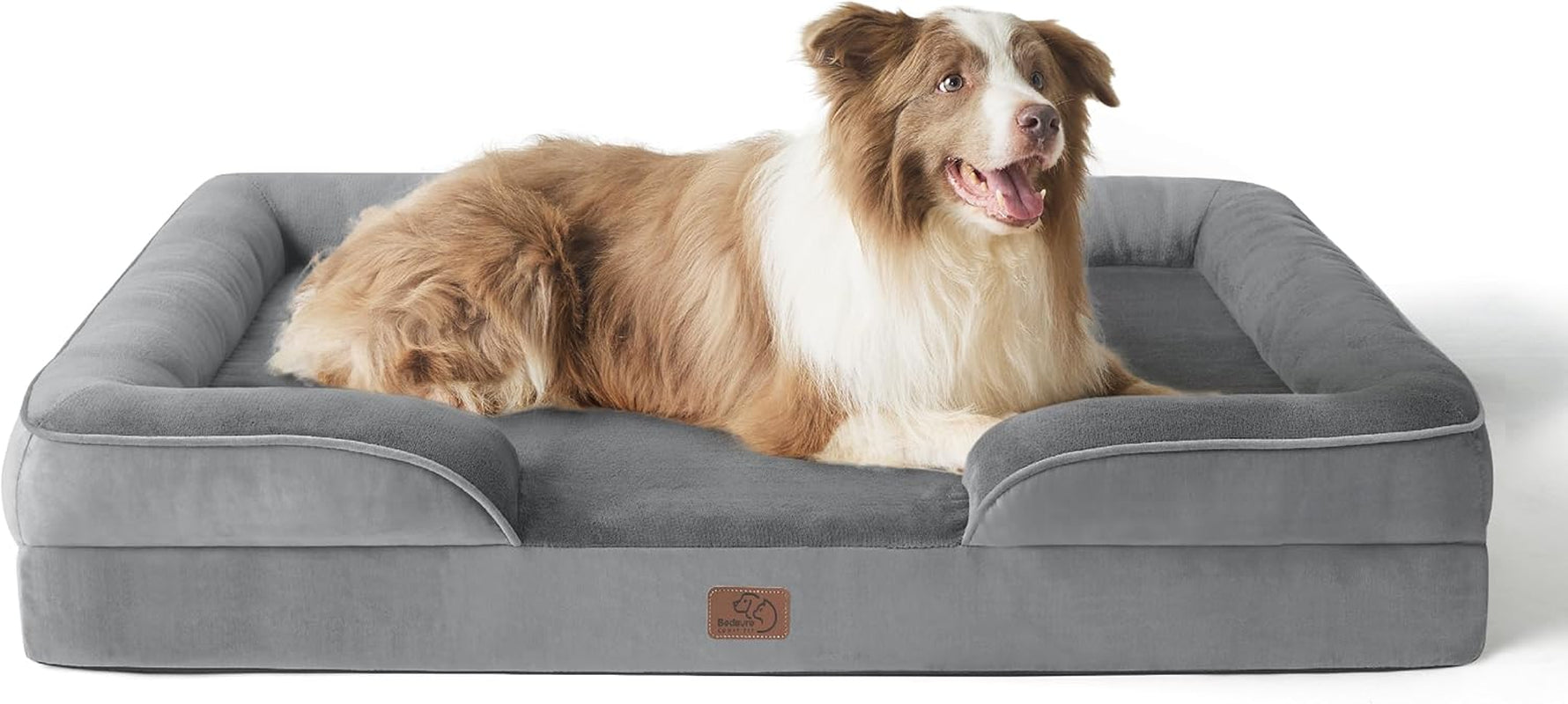 L plus Orthopedic Dog Bed for Large Dogs - Washable Dog Cat Bed Waterproof, L plus Big Comfort Dogs Couch Sofa with Washable Removable Cover, Pet Bed with Nonskid Bottom, Grey, 38"