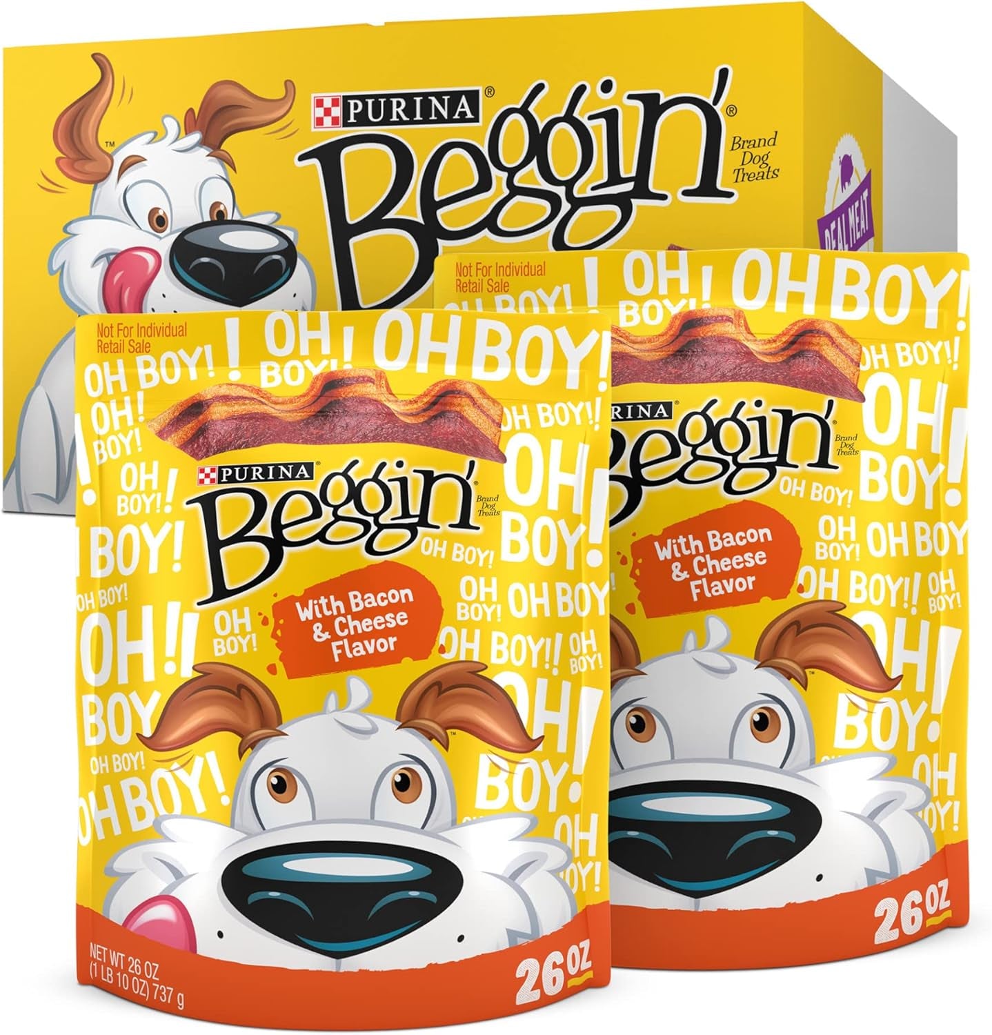 Strips with Real Meat Dog Training Treats with Bacon and Cheese Flavors - (Pack of 2) 26 Oz. Pouches