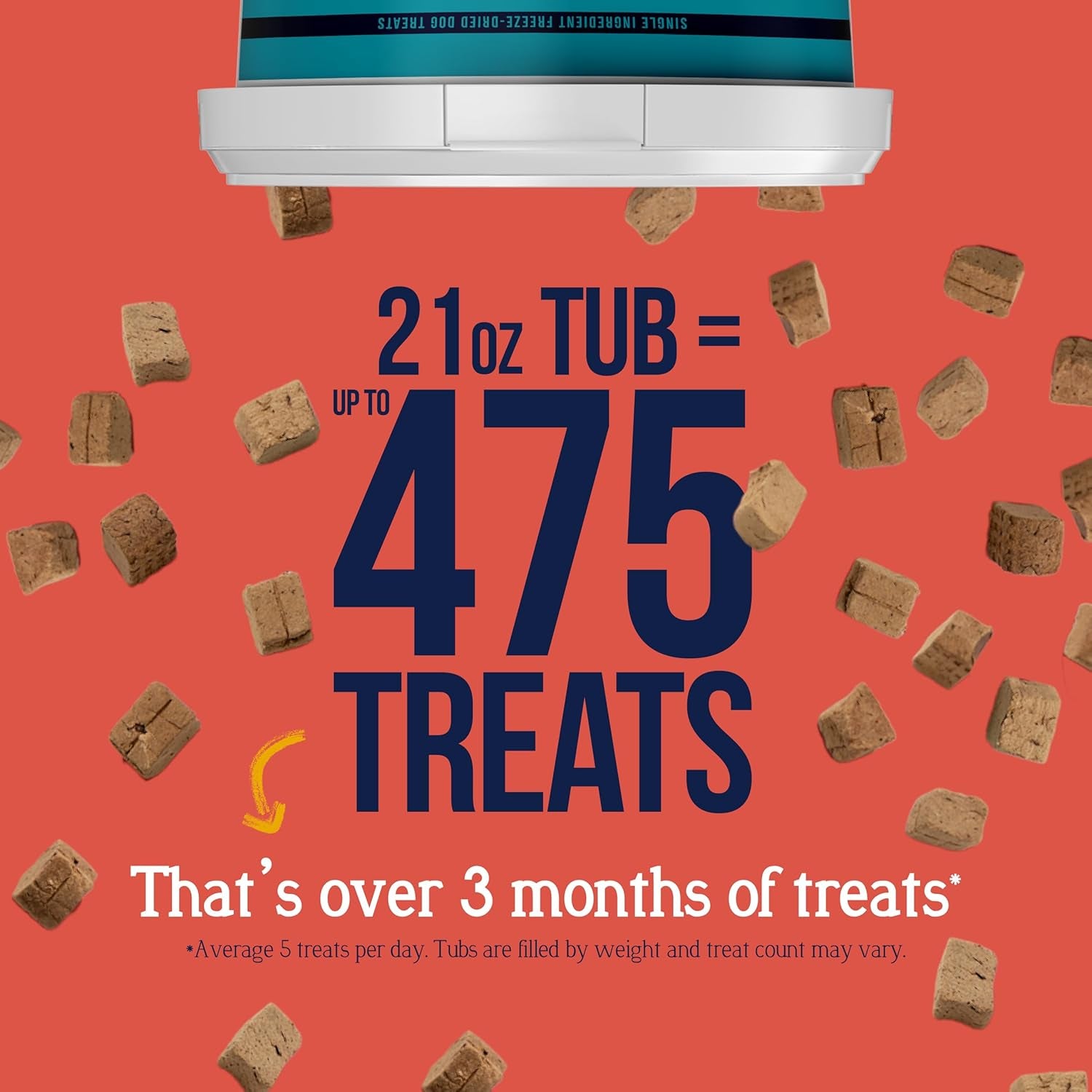 Beef Liver Dog Treats, 21 Oz, ~475 Pieces, Freeze Dried Raw, Single Ingredient, 50% Protein Training Treats or Meal Topper in a Value Size Resealable Tub, Grain Free, Gluten Free