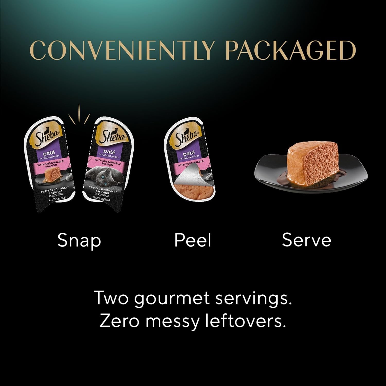 Perfect Portions Wet Cat Food Pate with Sustainable Salmon, 2.6 Oz. Twin-Pack Trays (24 Count, 48 Servings)