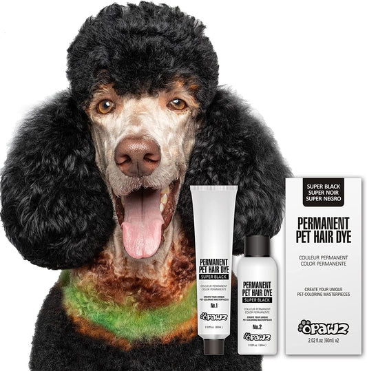 Permanent Dog Hair Dye, Pet Hair Dye Safely Used by Grooming Salons for a Decade, Pet Safe Dye Lasts over 20 Washes, Bright Color for Dogs and Horses (Super Black)