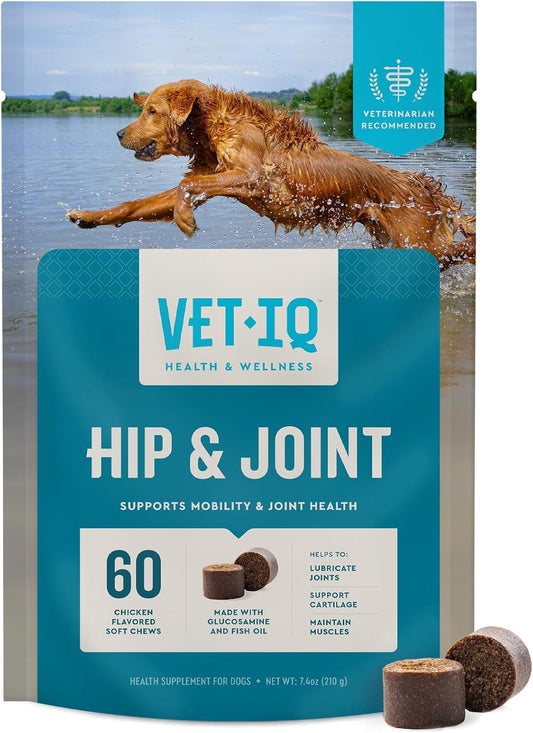 Hip & Joint Supplement for Dogs, anti Inflammatory Joint Support, Glucosamine, MSM, and Krill, Chicken Flavored Soft Chews, 60 Count