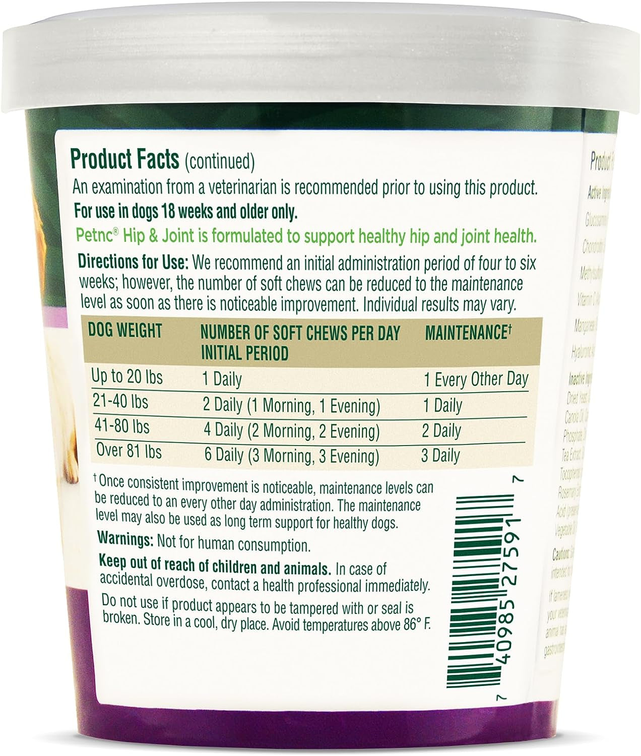 Hip & Joint Health Supplement for Dogs (90 Chews), Glucosamine Chondroitin MSM Dog Chews with Hyaluronic Acid, Liver Flavored Bone & Joint Support Supplement, for All Breeds