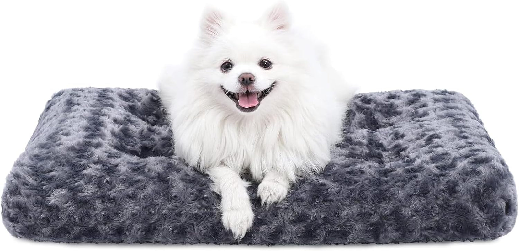 Washable Dog Bed Deluxe Plush Dog Crate Beds Comfy Kennel Pad Anti-Slip Pet Sleeping Mat for Large, Jumbo, Medium, Small Dogs Breeds, 23" X 18", Dark Grey