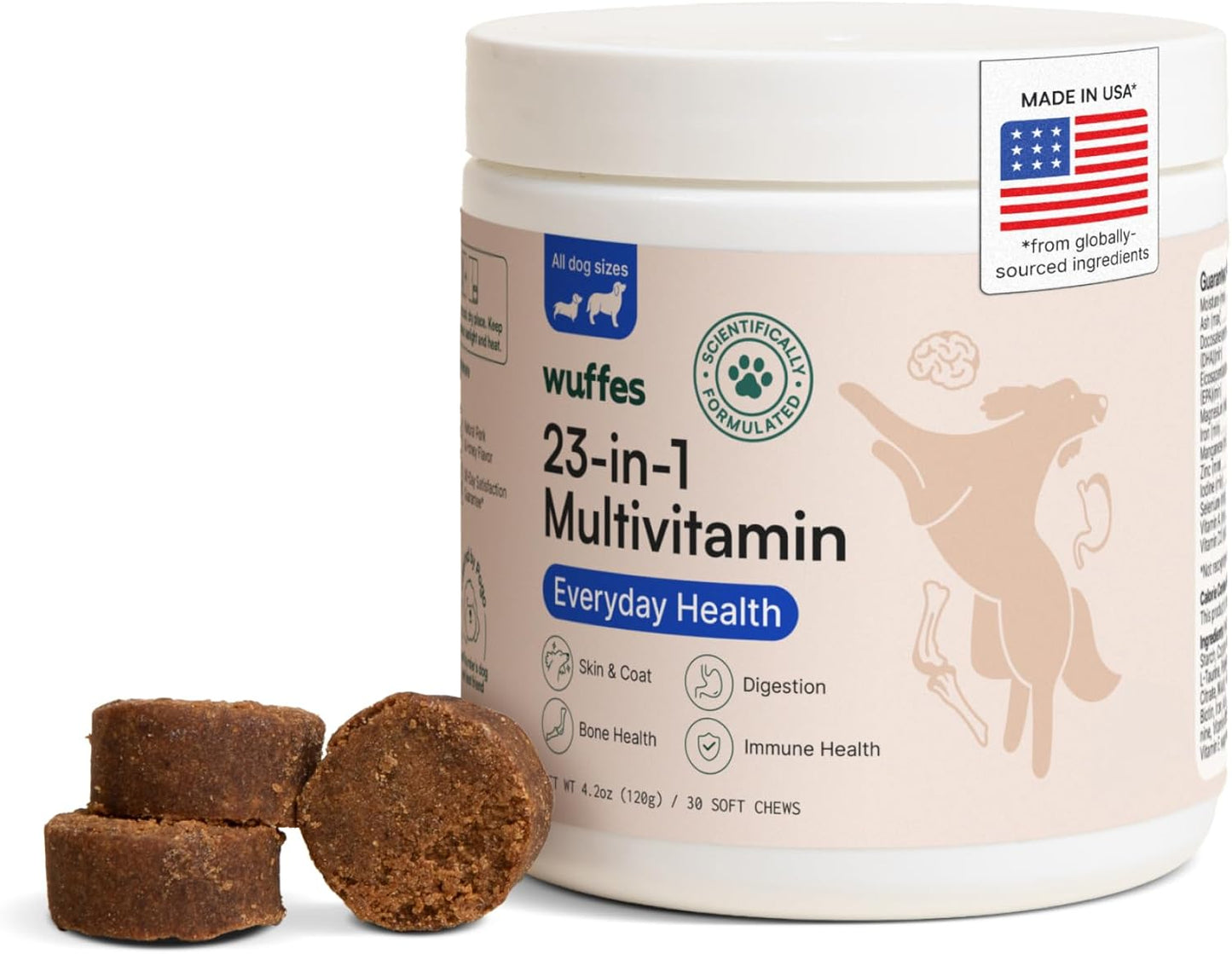 23-In-1 Dog Multivitamin Supplement for Hip & Joint, Skin & Coat and Immune System Support with Omega 3, Iron, Zinc, Vitamin C - Minerals & Vitamins for Senior Dogs and Puppies - 30 Soft Chews
