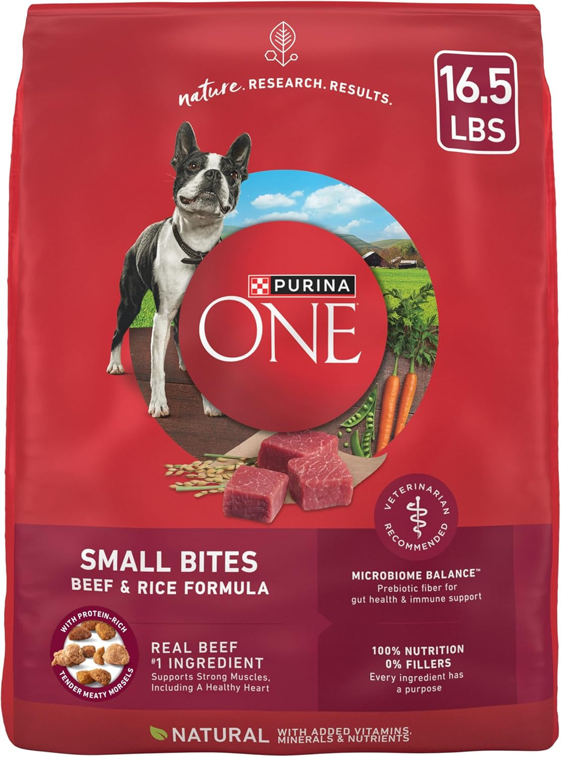 Small Bites Beef and Rice Formula Small High Protein Dry Dog Food Natural with Added Vitamins, Minerals and Nutrients - 16.5 Lb. Bag