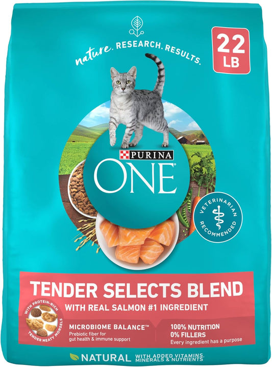 Natural Dry Cat Food, Tender Selects Blend with Real Salmon - 22 Lb. Bag