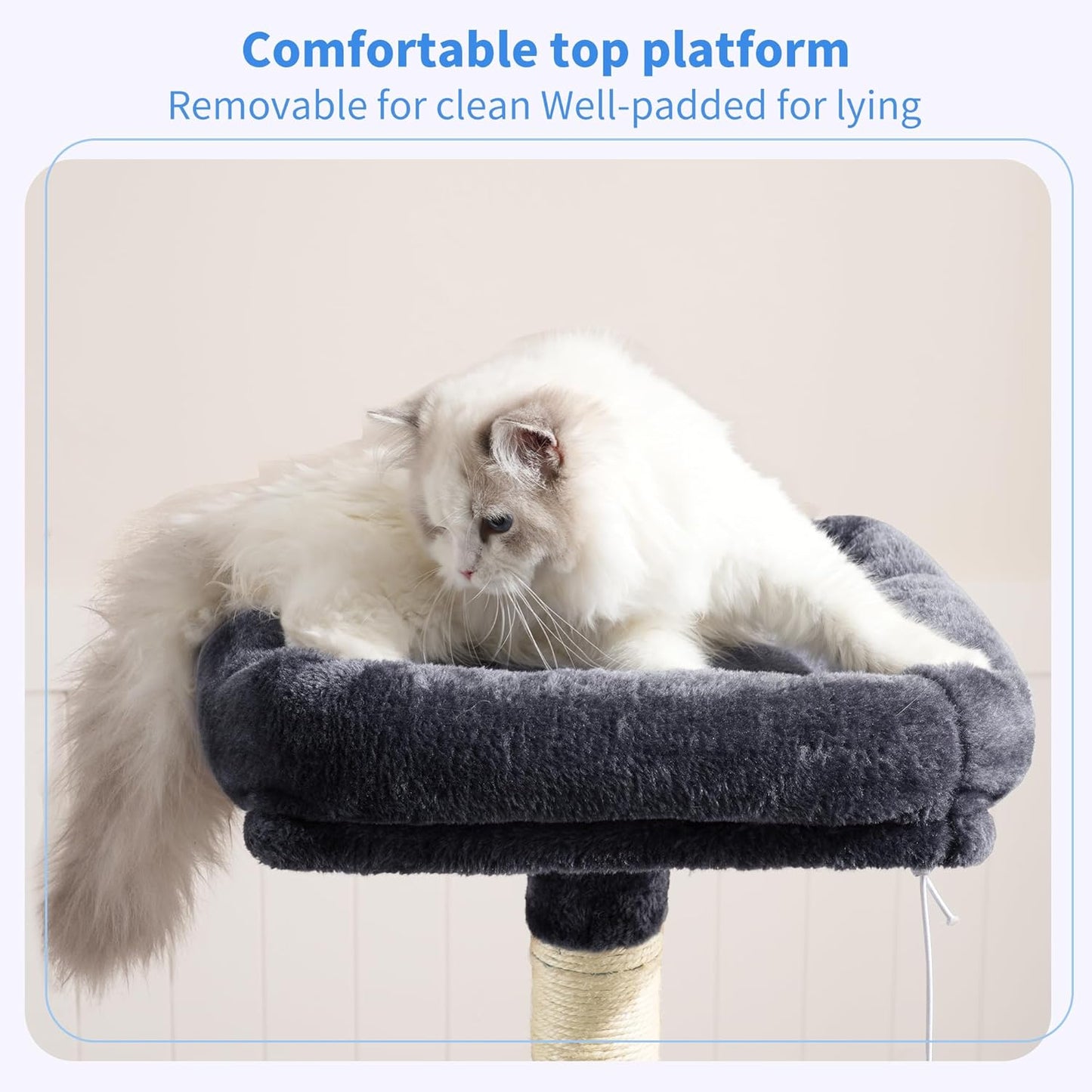 Cat Tree with Toy, Cat Tower Condo for Indoor Cats, Cat House with Padded Plush Perch, Cozy Hammock and Sisal Scratching Posts, Smoky Gray HCT004SG