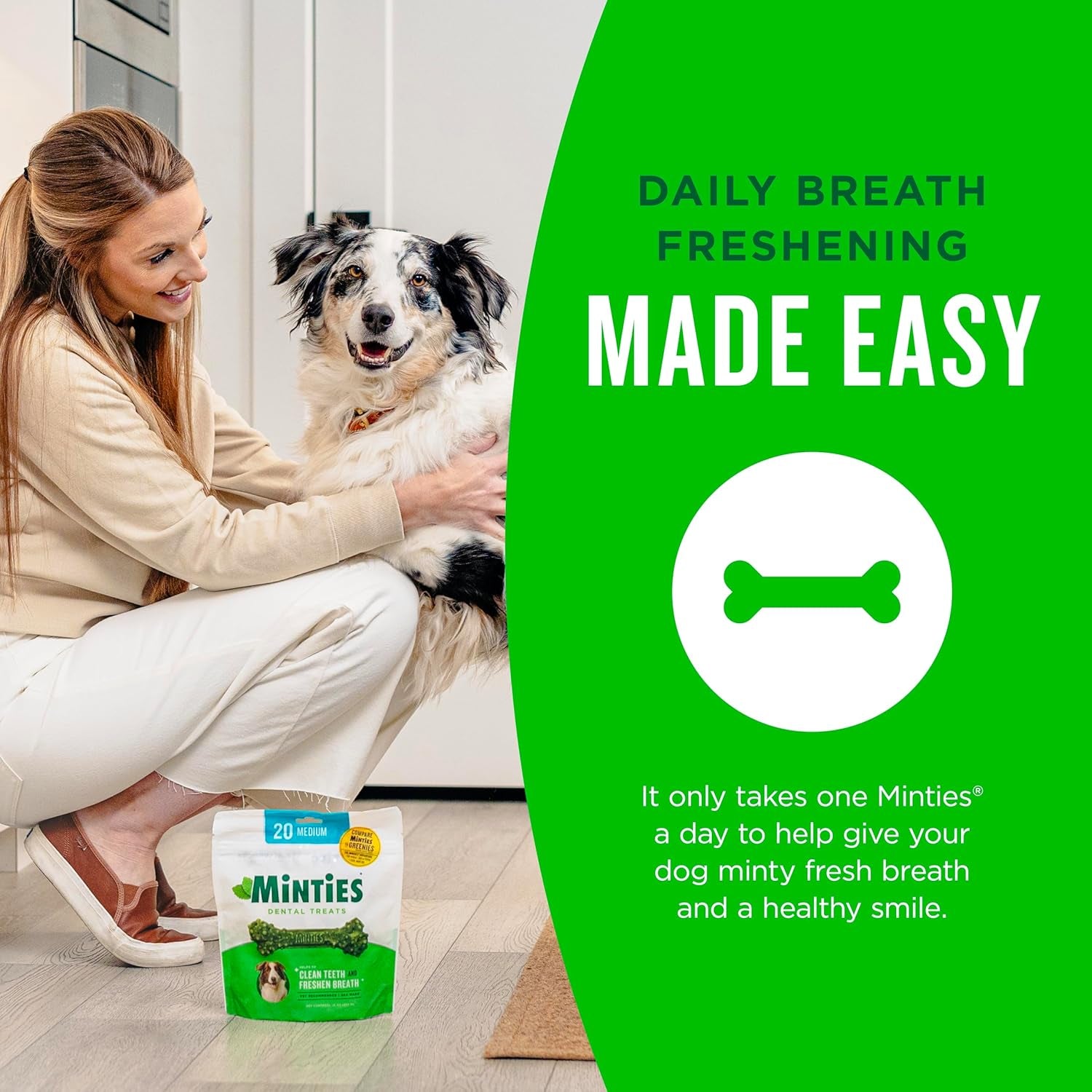 Dental Chews for Dogs, 120 Count, Vet-Recommended Mint-Flavored Treats for Tiny/Small Dogs 5-24 Lbs, Dental Bones Clean Teeth, Fight Bad Breath, and Removes Plaque and Tartar