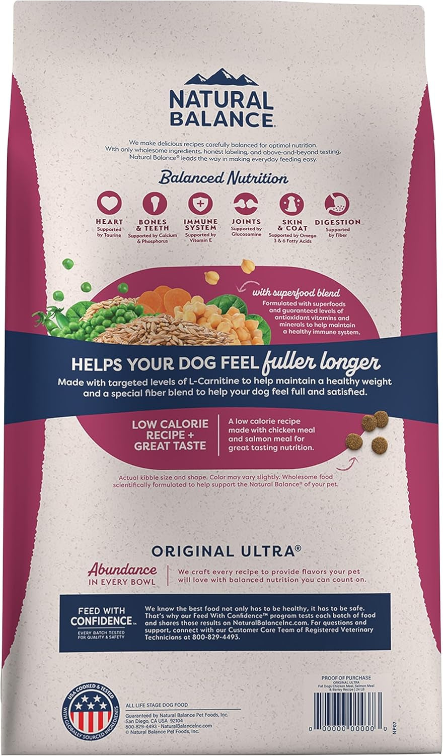 Original Ultra Fat Dogs Chicken Meal, Salmon Meal & Barley Recipe Low Calorie Dry Dog Food, 11 Pounds