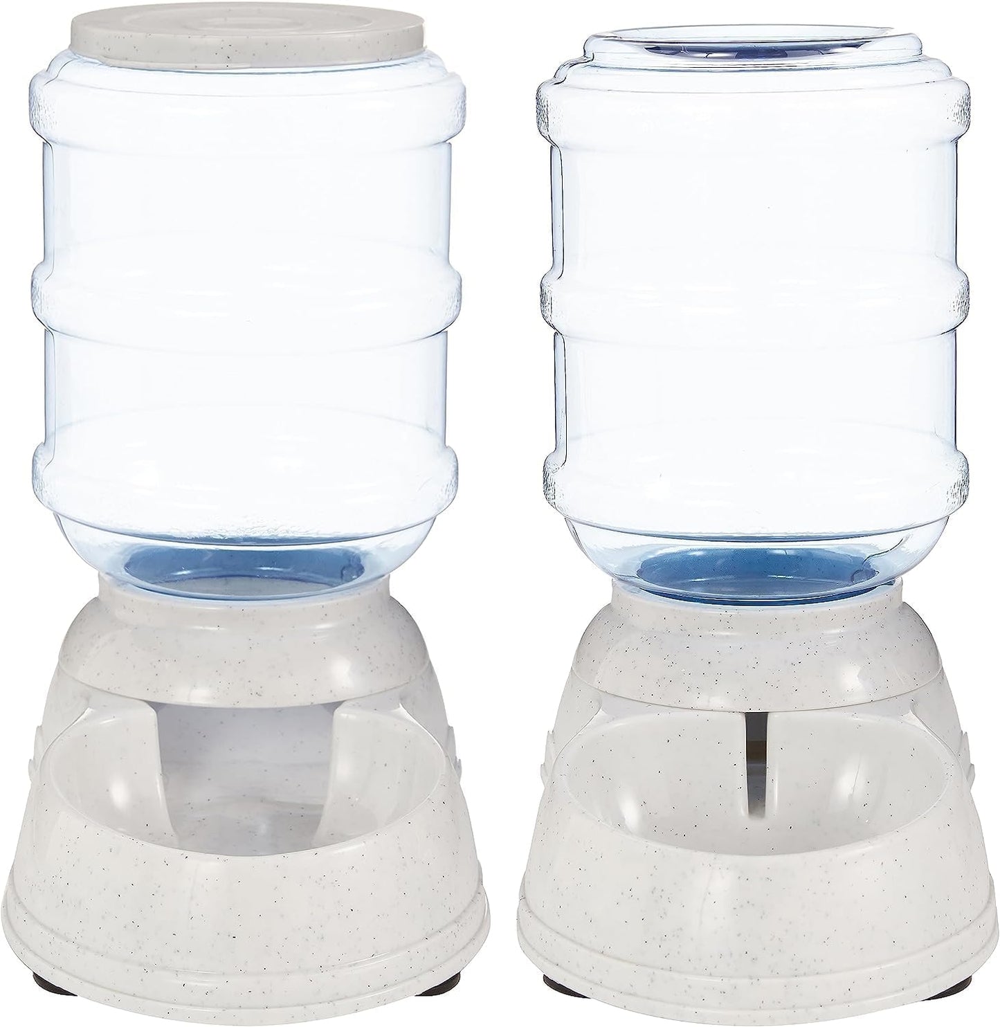 Automatic Dog Cat Water Dispenser Gravity Feeder Set, Pack of 2, Small, 6-Pound Food Capacity, 1-Gallon, Gray