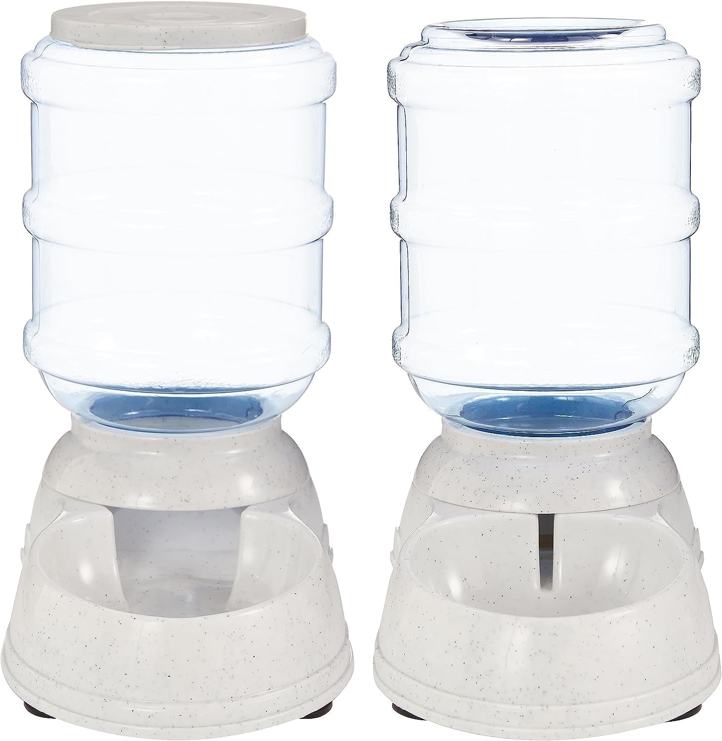 Automatic Dog Cat Water Dispenser Gravity Feeder Set, Pack of 2, Small, 6-Pound Food Capacity, 1-Gallon, Gray