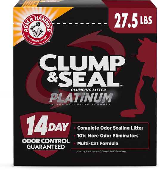 Clump & Seal Platinum Clumping Cat Litter Odor Control, Multi-Cat, 14-Day Odor Control, Online Exclusive Formula, 27.5 Lbs
