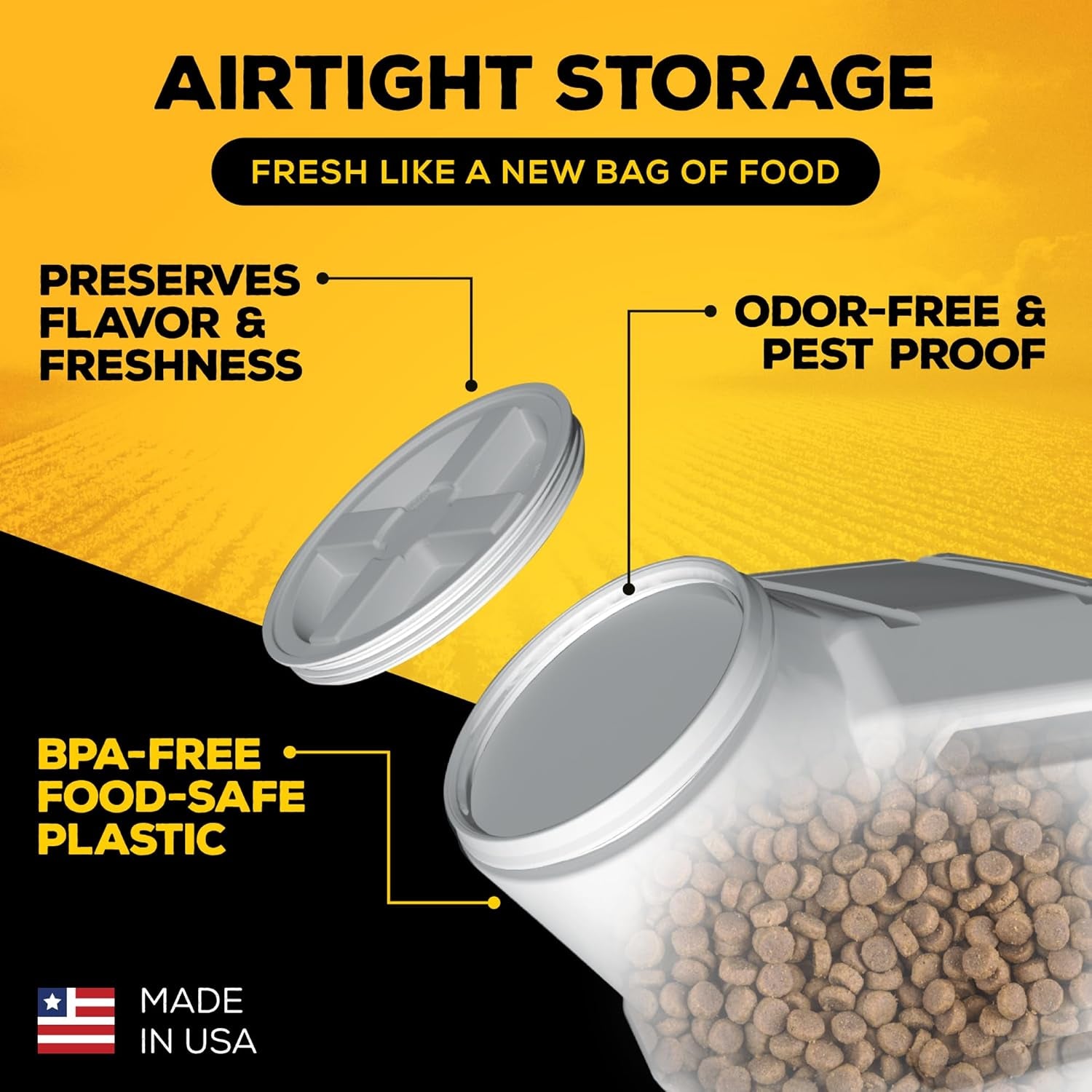 Vittles Vault Pet Food Storage Containers - Sealed Dog and Cat Food Storage Container, Fits up to 35Lbs, Made in the USA - [12"L X 16.75"H]