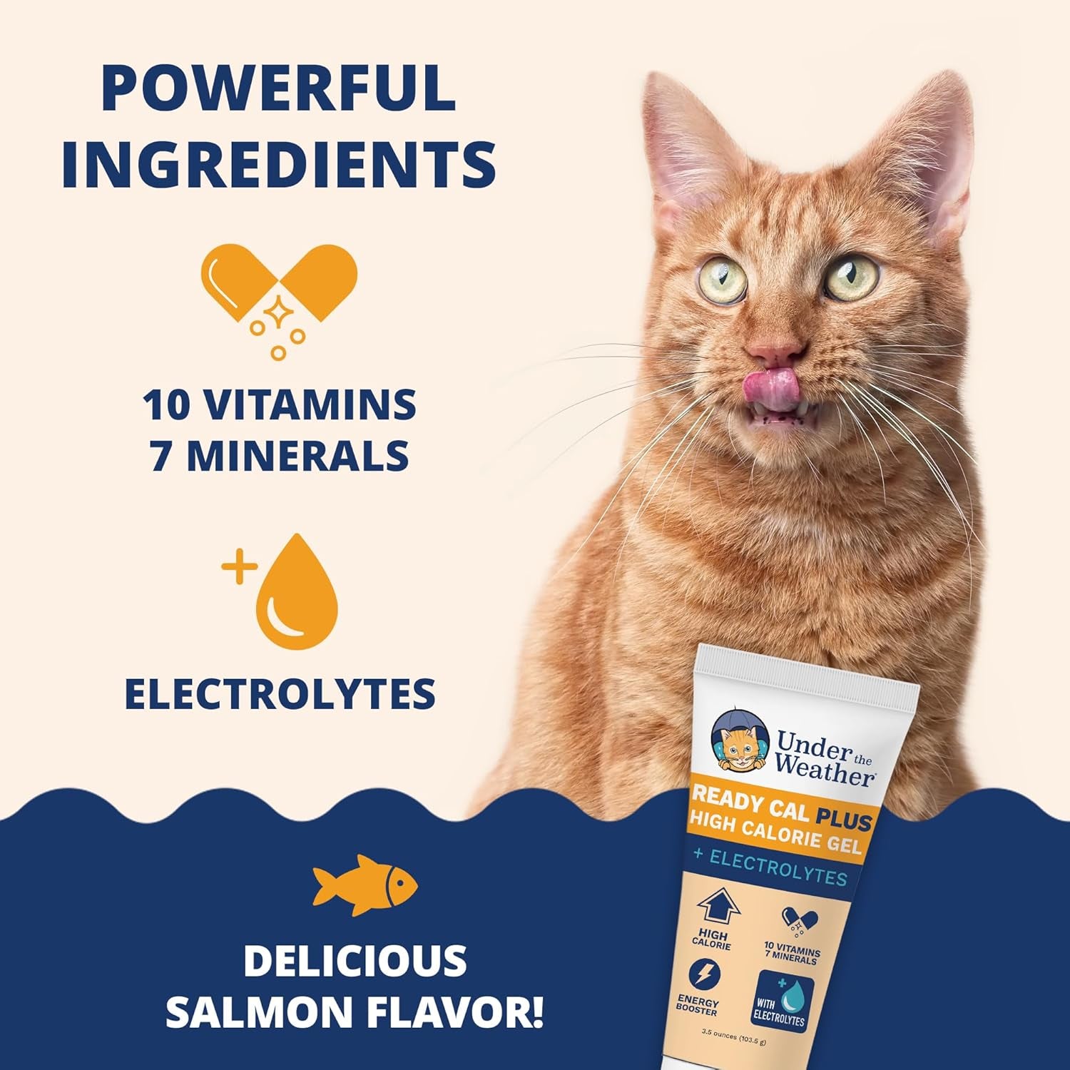 Pet Electrolytes Ready Cal plus Gel for Cats | Vet-Formulated High-Calorie Supplement for Cats & Kittens | Promotes Weight Gain & Boosts Energy for Sick Felines | 3.5 Oz Tube Pack
