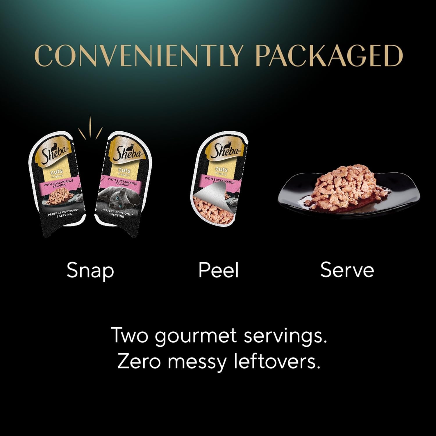 Perfect Portions Wet Cat Food Cuts in Gravy with Sustainable Salmon, 2.6 Oz. Twin-Pack Trays (24 Count, 48 Servings)