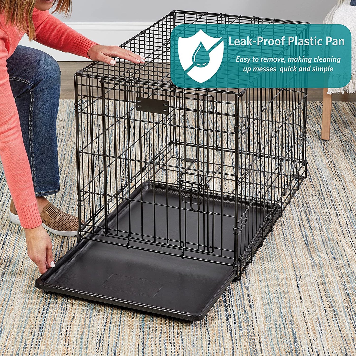 30-Inch Two-Door Icrate Folding Dog Crate with Divider Panel, Leak-Proof Tray & Secure Latches – Metal Wire Kennel for Medium Breeds – Portable, Durable & Easy to Assemble