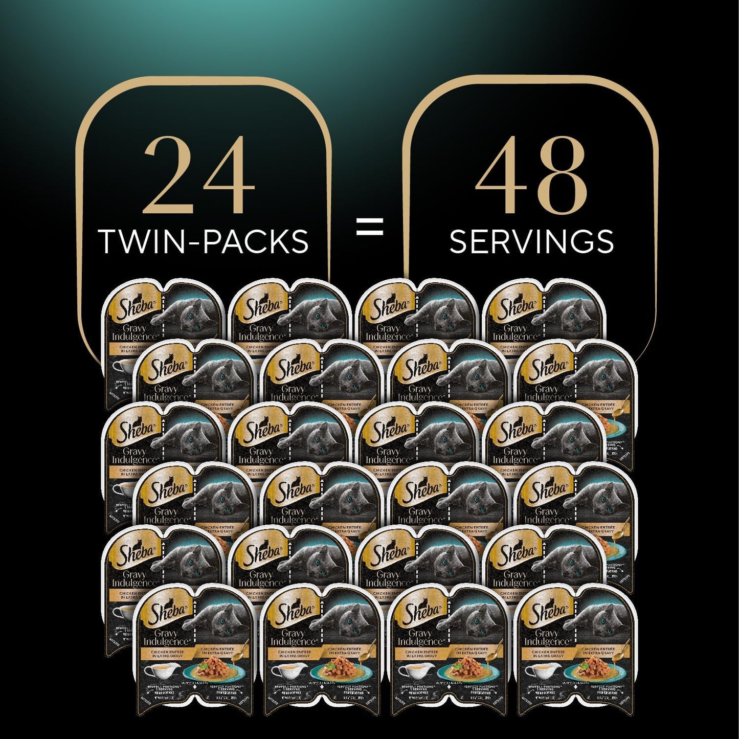 Gravy Indulgence Adult Wet Cat Food Chicken Entree in Extra Gravy, 2.6 Oz. Twin-Pack Trays (24 Count, 48 Servings)