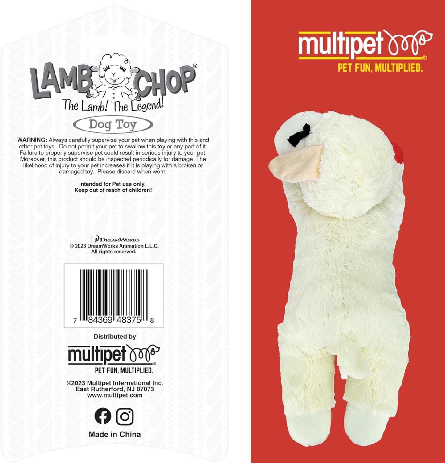 Lamb Chop Dog Plush Toy - Squeaky Toy for All Dogs - Extra Soft Plush - Stuffed Animal Dog Toy for Cuddling & Playing - Jumbo Pet Toy (24", Cream)