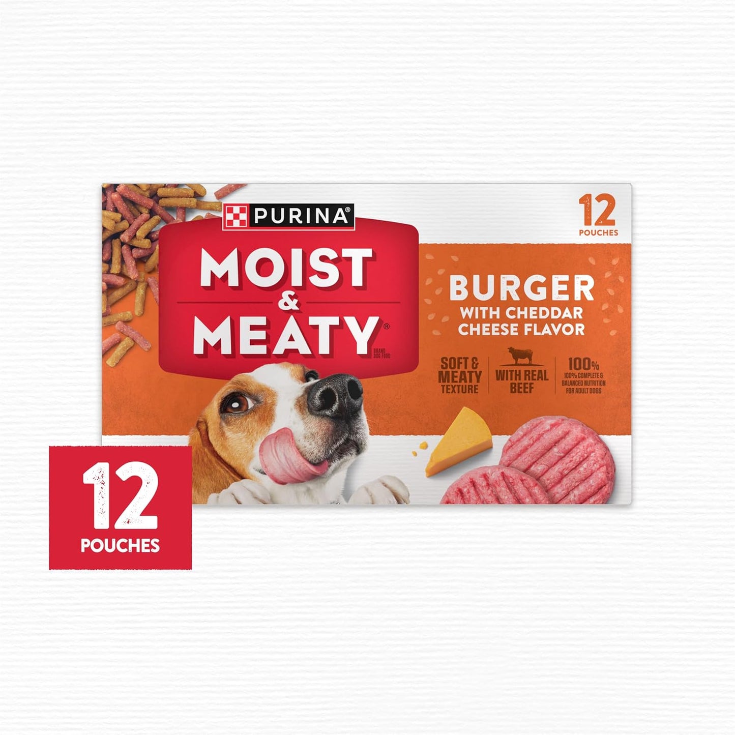 Purina Moist and Meaty Burger with Cheddar Cheese Flavor Dry Soft Dog Food Pouches - (Pack of 4) 12 Ct. Pouches