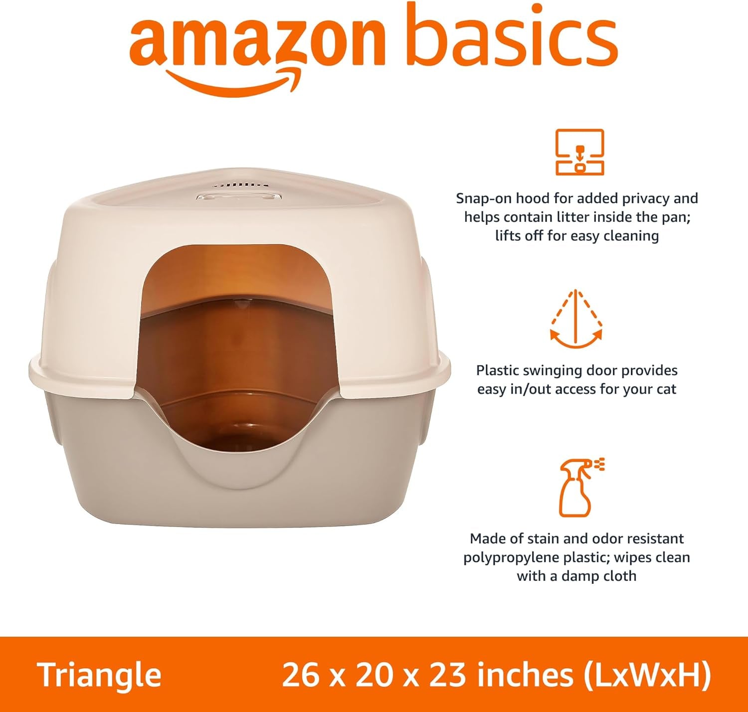 Cat Litter Box with Lid, No-Mess, Standard, Unisex, Charcoal, 26 in X 23 in X 20 In