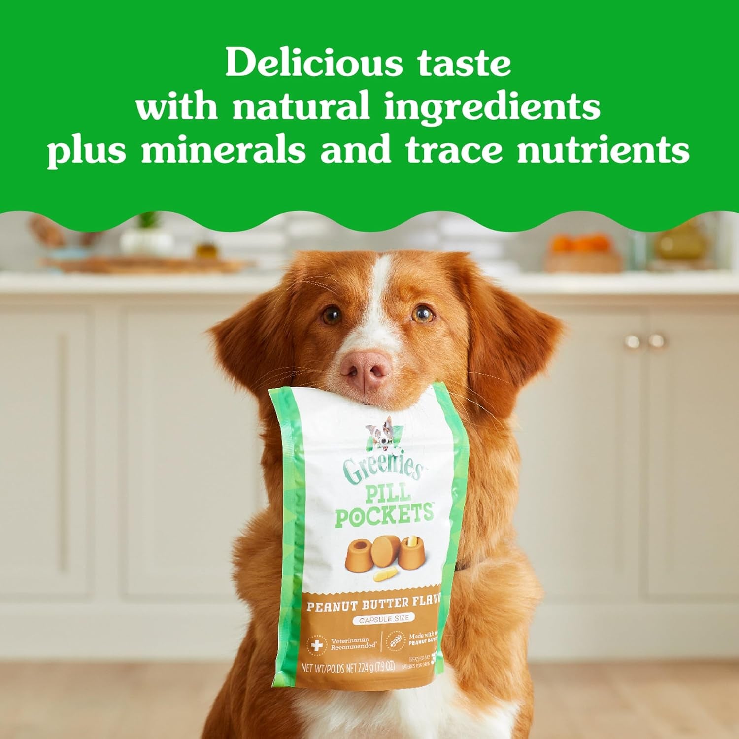 Pill Pockets for Dogs Small Size, Soft Dog Treats, with Real Peanut Butter, 3.2 Oz. Pouch (30 Treats)