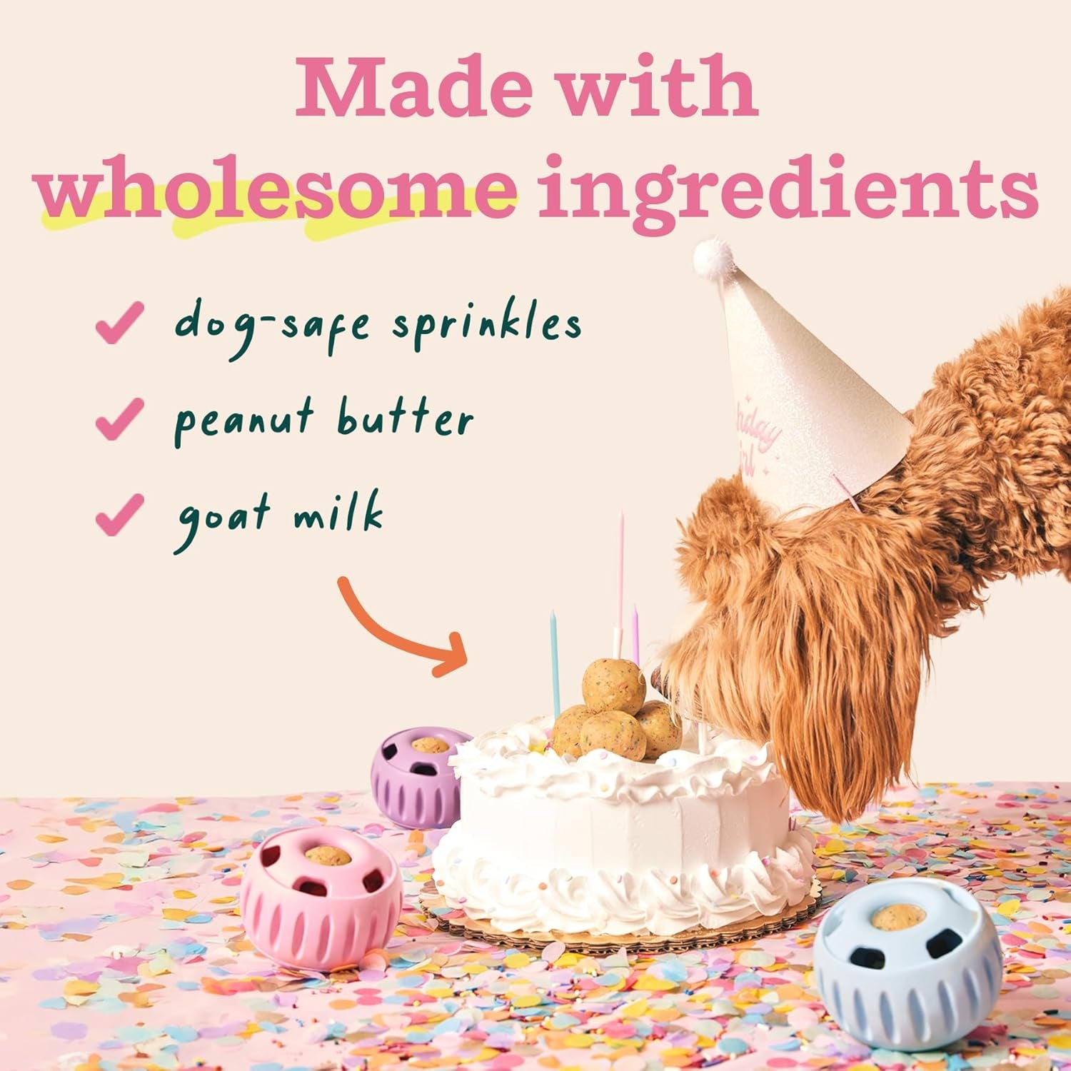 Pupsicle Birthday Pops - Healthy Dog Treats - Pre-Made Pupsicle Refills- Wholesome Ingredients - Naturally Sweet - Cake-Flavored Birthday Treat for Dogs - Large