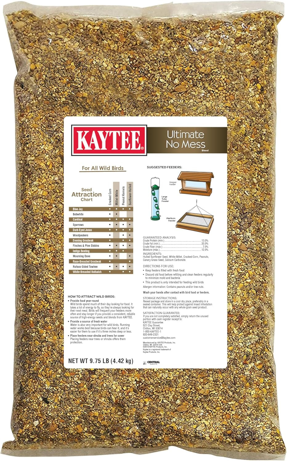 Wild Bird Ultimate No Mess Wild Bird Food Seed for Cardinals, Finches, Chickadees, Nuthatches, Woodpeckers, Grosbeaks, Juncos and Other Colorful Songbirds, 9.75 Pound