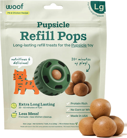 Pupsicle Chicken Refill Pops, Delicious Long Lasting Dog Treats, Wholesome Ingedients, Pre-Made Large Pupsicle Refills Pops- for Dogs 25-75 Lbs - 7 Count